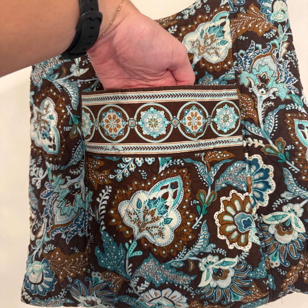 Vera Bradley Java Blue Shoulder Tote Bag Retired Print 2006 Y2K - Picture 3 of 13